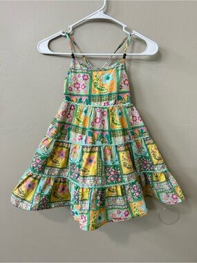 Etta Vee Tiered Vibrant Floral Patchwork Sun Dress Sz 7